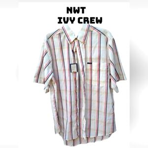Ivy Crew NWT Size Med Mens Button Down Shirt & Collar Long Sleeve Multi-…